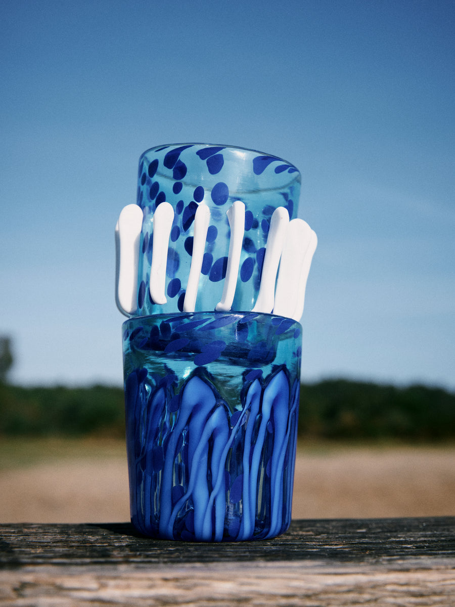Elaine Field x LagunB Blue Glass with White Stripes