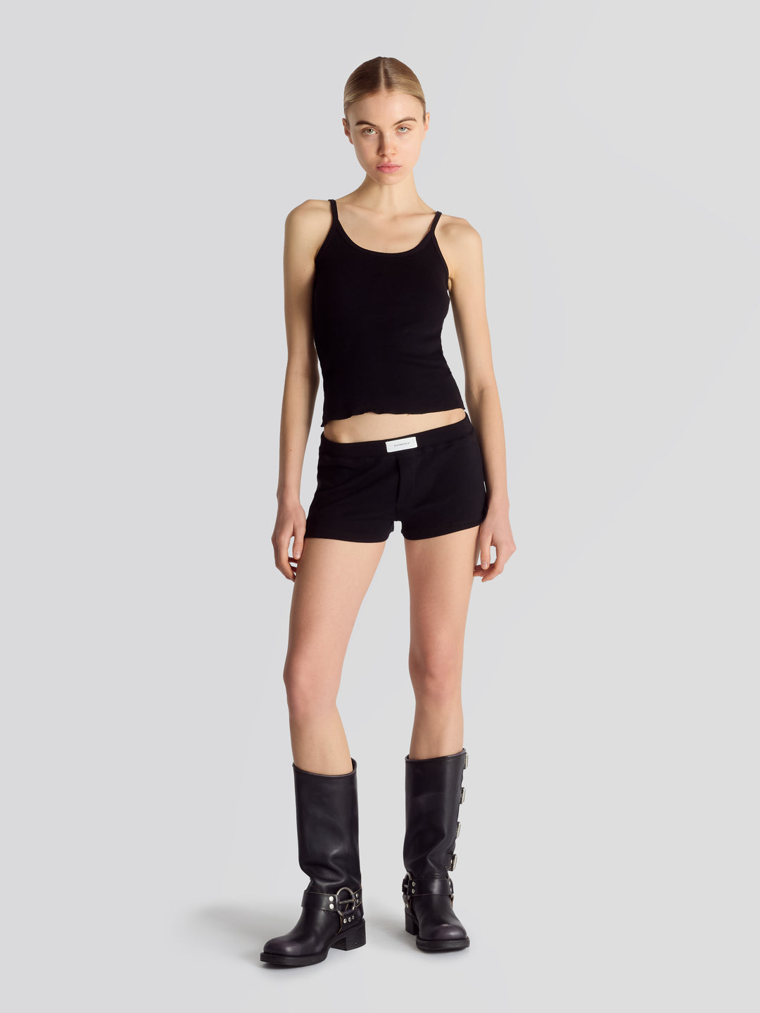 THE RIBBED SHORTS - BLACK